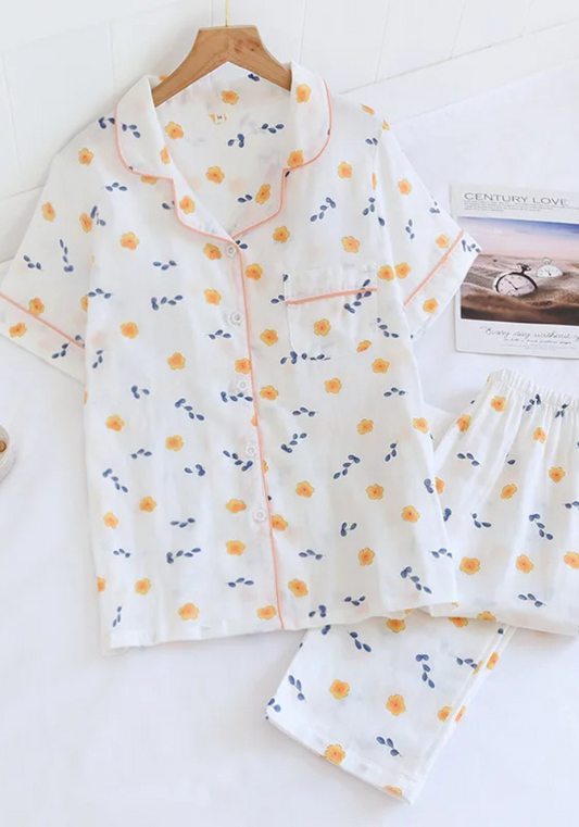 Pyjama Floral Jaune Femme