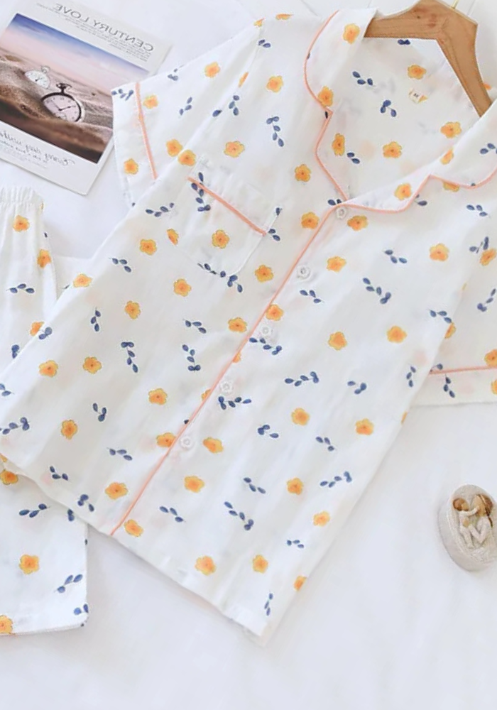 Pyjama Floral Jaune Femme