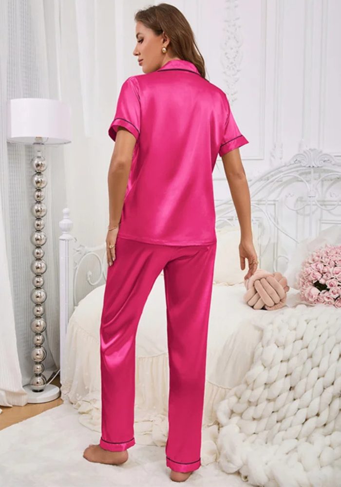 Pyjama Satin Fuchsia Femme