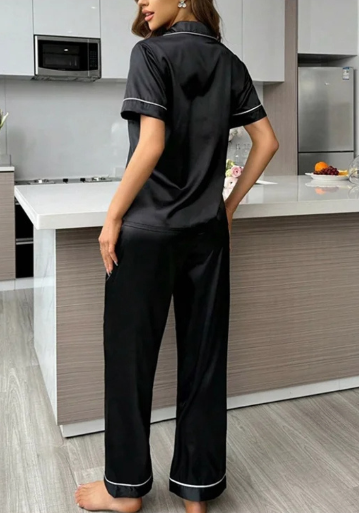 Pyjama Satin Noir Femme