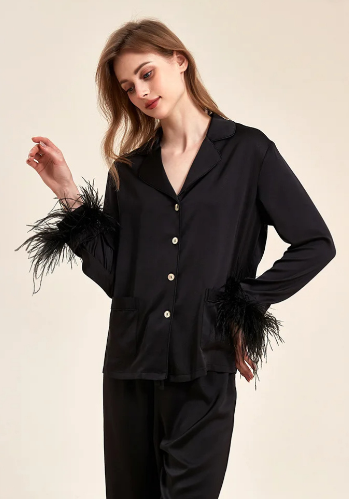 Pyjama Satin Plume Femme