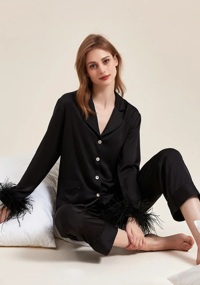 Pyjama Satin Plume Femme