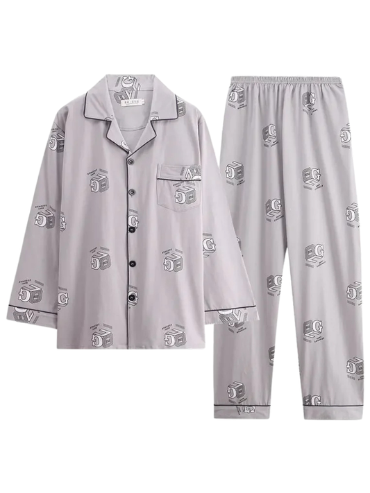 Pyjama Homme Hiver Veste Boutonnée